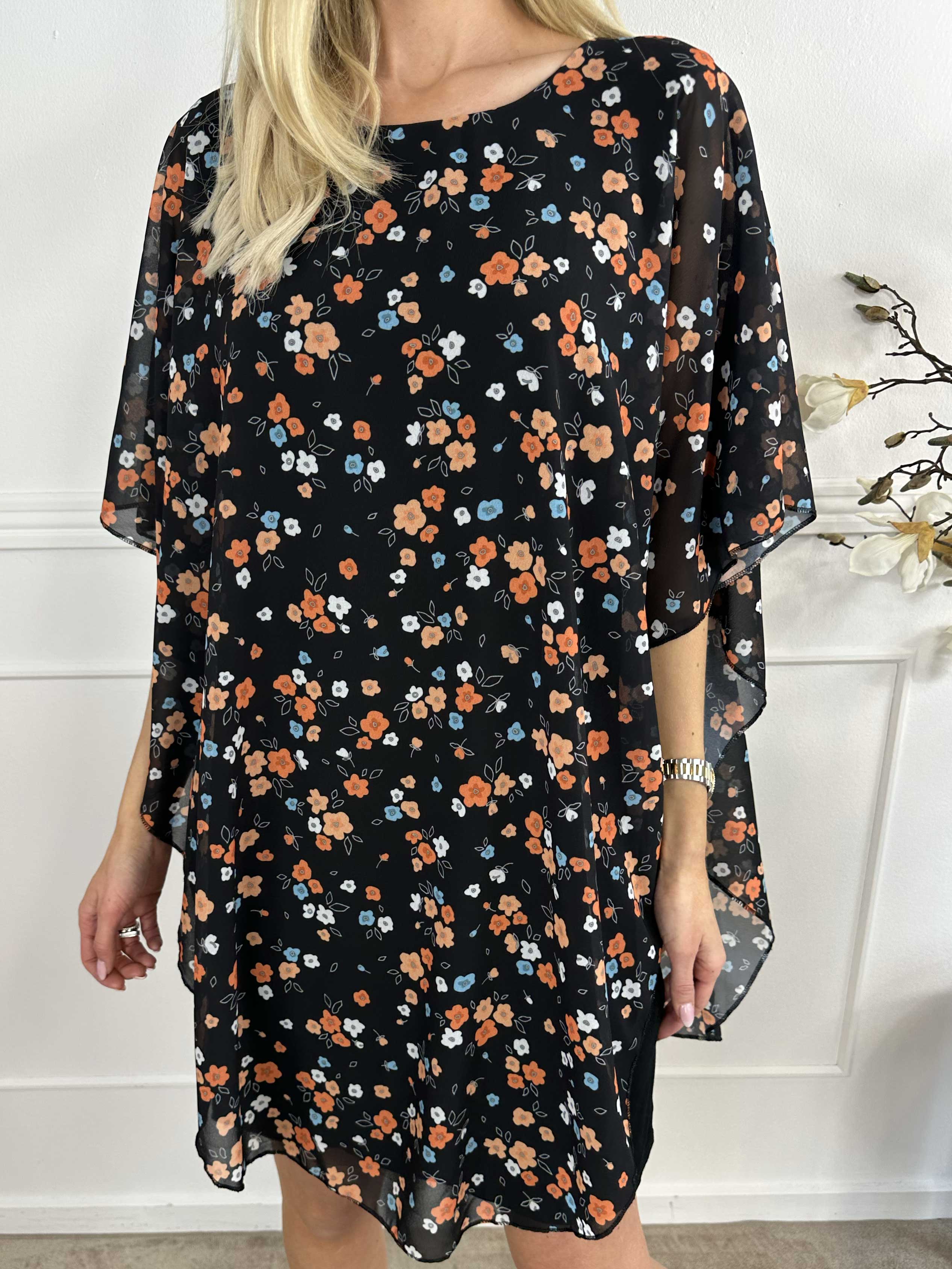 Kenya Small Flower - Tunikaklänning i chiffong med blommönster